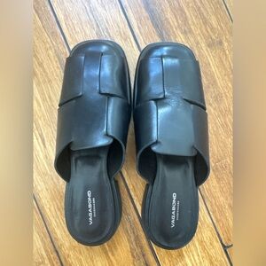 Vagabond Black Leather Slides